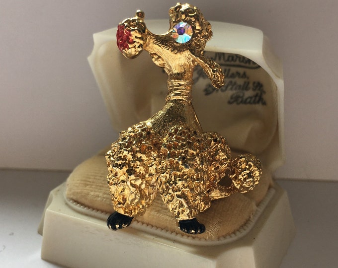 Vintage Poodle Brooch, Poodle Brooch, Poodle Pin, Poodle Jewellery, Vintage Dog Brooch, Dog Jewellery, Gold Poodle Brooch, statement piece