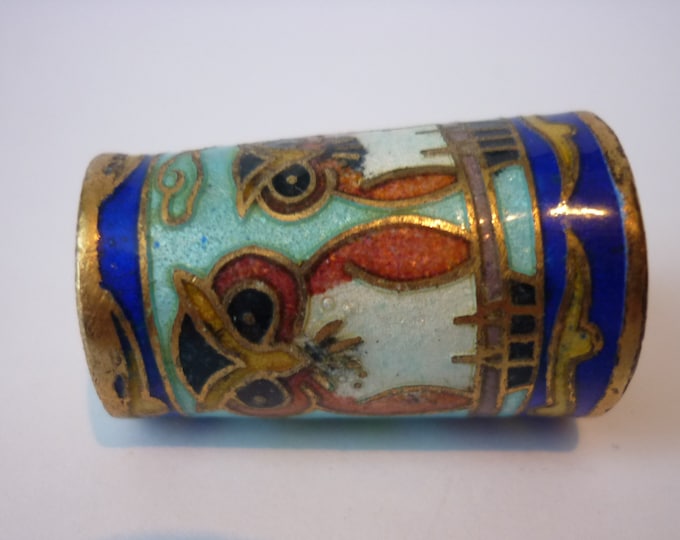 Vintage Owl Thimble, Vintage bird thimble, cloisonne owl thimble, bird head thimble, Owl thimble, Cloisonne thimble, beautiful piece