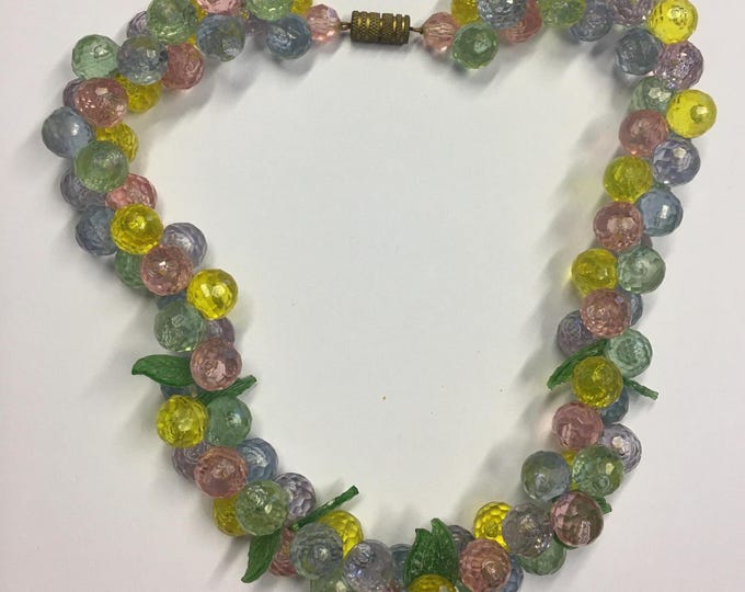 1960s Vintage Costume Necklace, Rhinestone Statement Jewelry