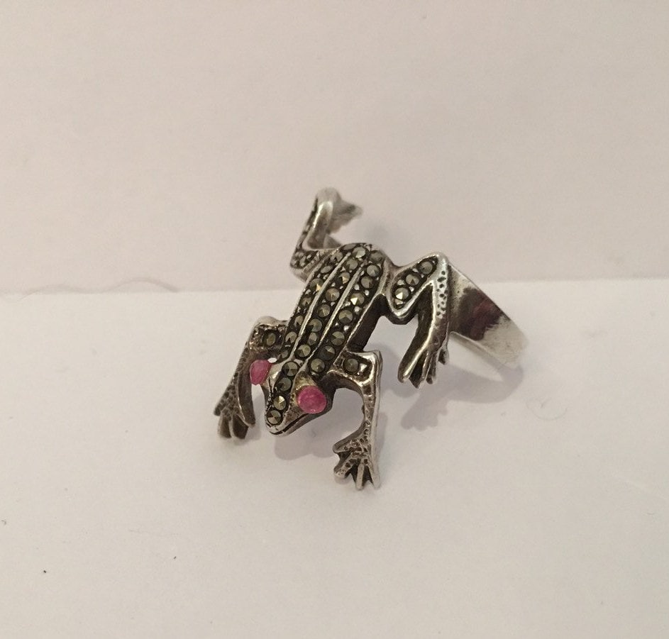 Vintage Frog Ring, Frog Ring, Silver Frog Ring, Sterling Silver frog