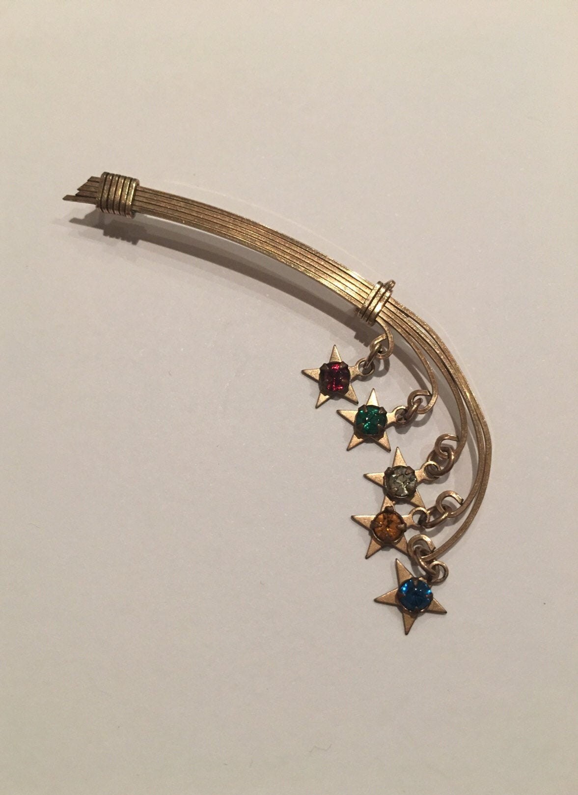 Vintage Brooch, Gold Star Spray Brooch, Vintage Jewellery, Shooting Star Brooch,Star Drop Brooch