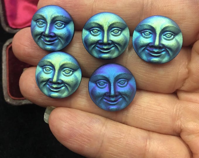 Vintage Man in the Moon buttons, Moon face buttons, Man in the Moon Jewellery, celestial buttons, very rare design.