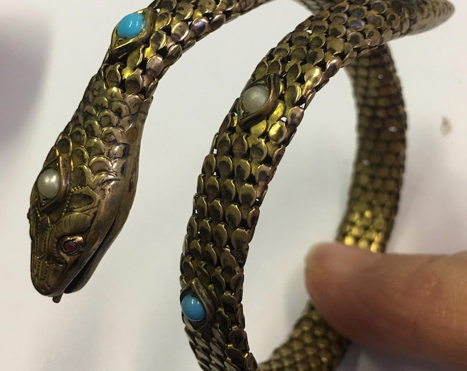 Victorian Snake Bracelet, Vintage Snake Bracelet, snake Jewellery, rare design piece.