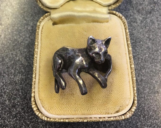 Vintage silver cat ring, sterling cat ring, cat jewellery, fabulous ring
