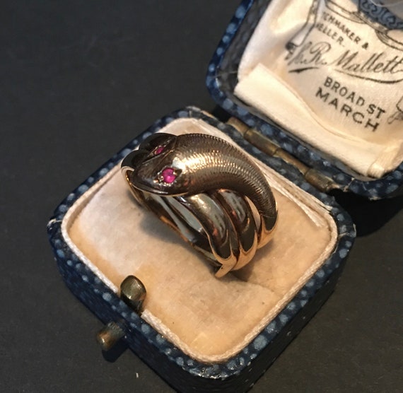 Vintage Gold Snake Ring, Snake Ring,9ct snake, Sna