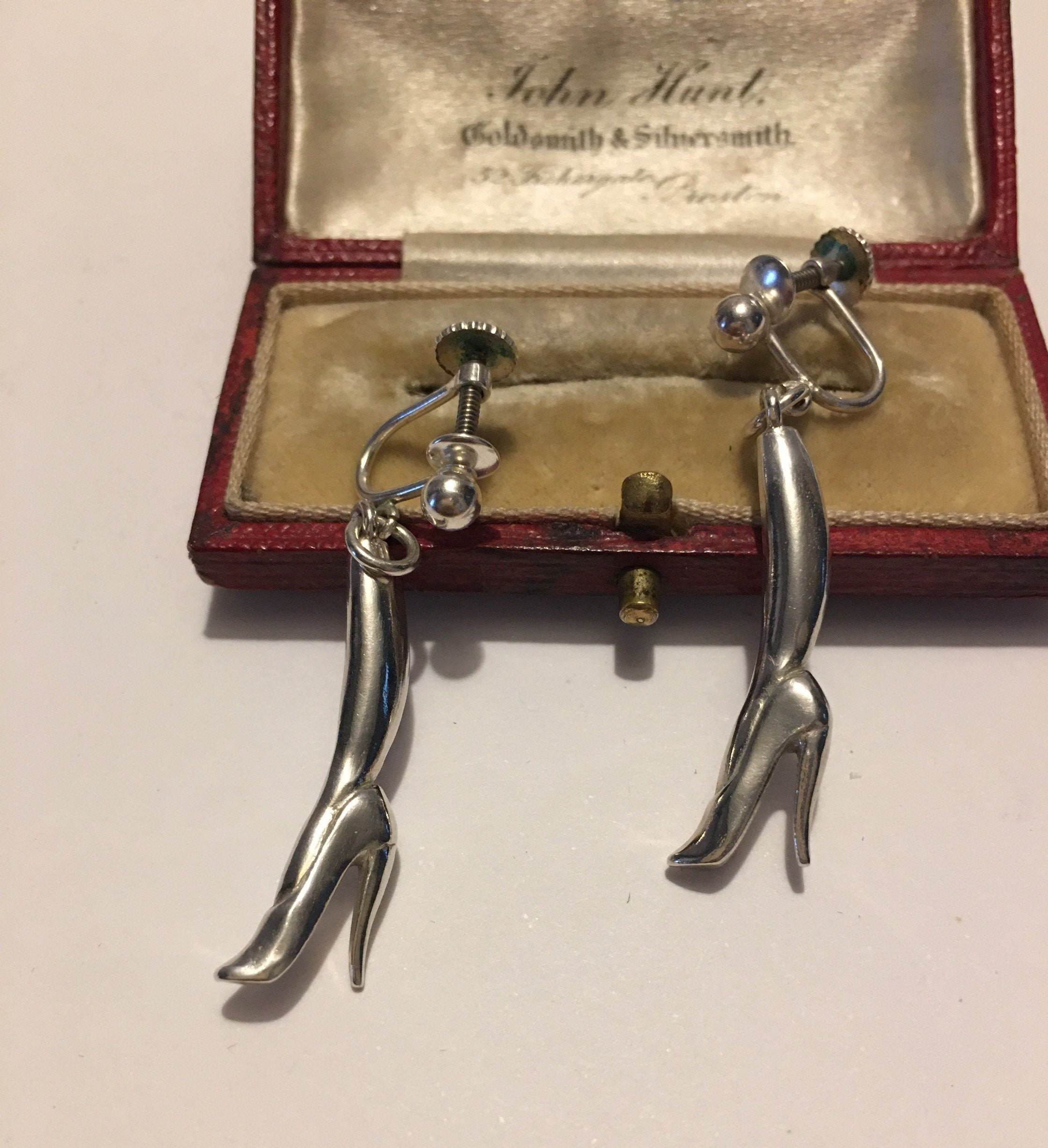 Vintage Shoe Earrings, Boot Earrings, Silver Boot Earrings, Vintage