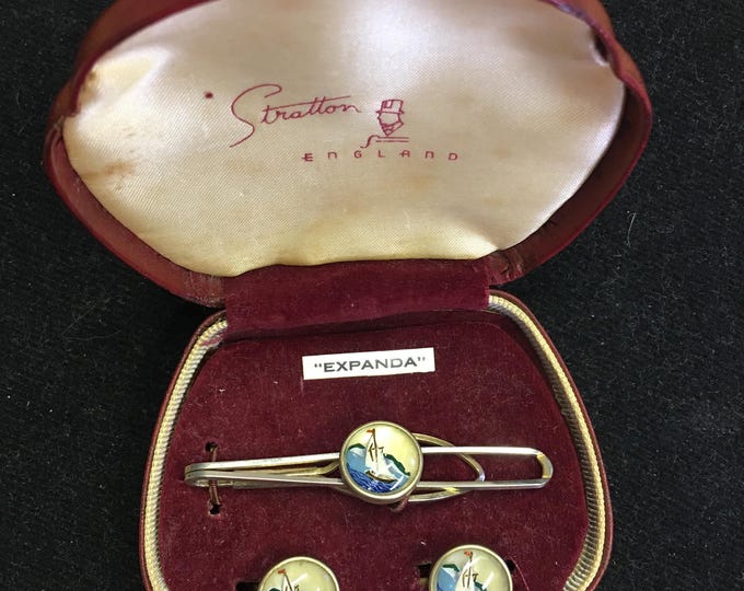 Vintage Stratton set, Stratton Cufflinks and Tie clip, Vintage  Men's Jewellery, very rare set.