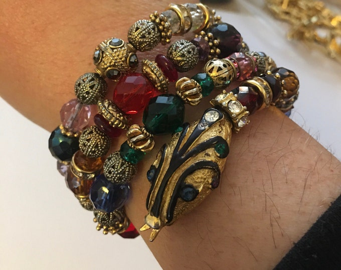Vintage Snake Bangle, Snake Bracelet, Snake Jewellery, Vintage Snake Bangle, Beaded Bracelet, Vintage Snake Bangle, rare divine piece