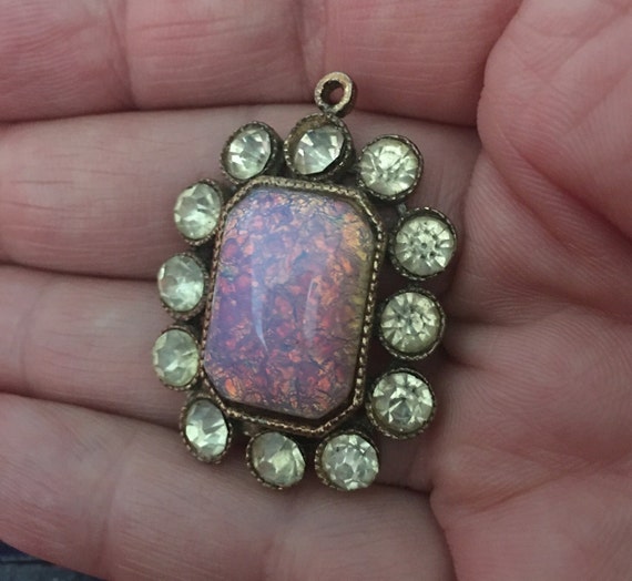 Vintage Fire Opal Dragons breath Necklace, Opal J… - image 2