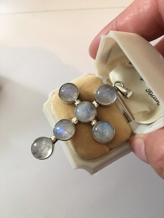 Vintage Moonstone Cross, Vintage Moonstone silver
