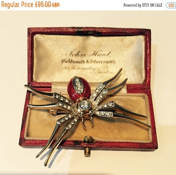 Spider Brooch, Vintage Spider Brooch, Cabouchon Spider Brooch