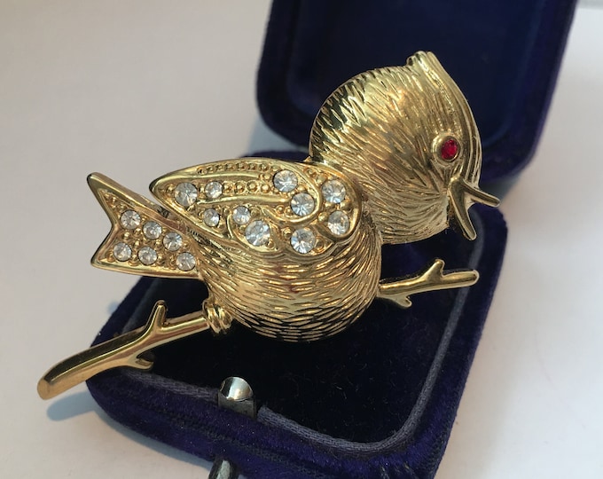 Vintage Chick Brooch, Bird Brooch, Gold Vintage bird brooch, Easter Brooch, Vintage Bird brooch, bird pin, Bird Jewellery