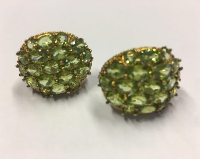 Vintage Peridot earrings, sterling silver gilt earrings, divine rare pair.