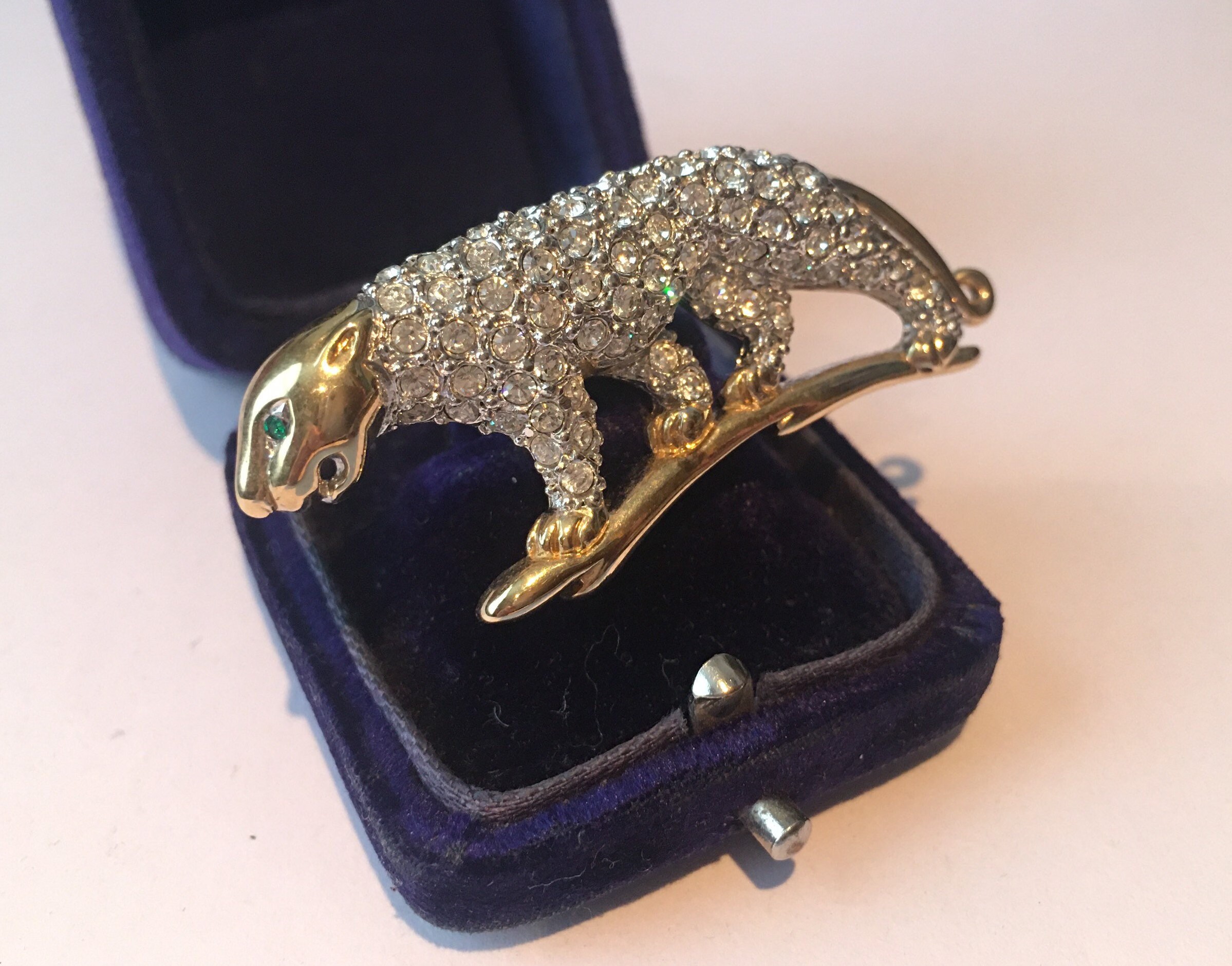 Panther Stone Lapel Brooch Pin - Gold Animal Brooch For Weddings & Special Events