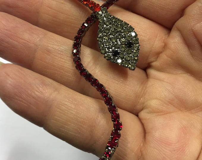 Vintage snake jewellery set, snake earrings and snake necklace, rare statement set