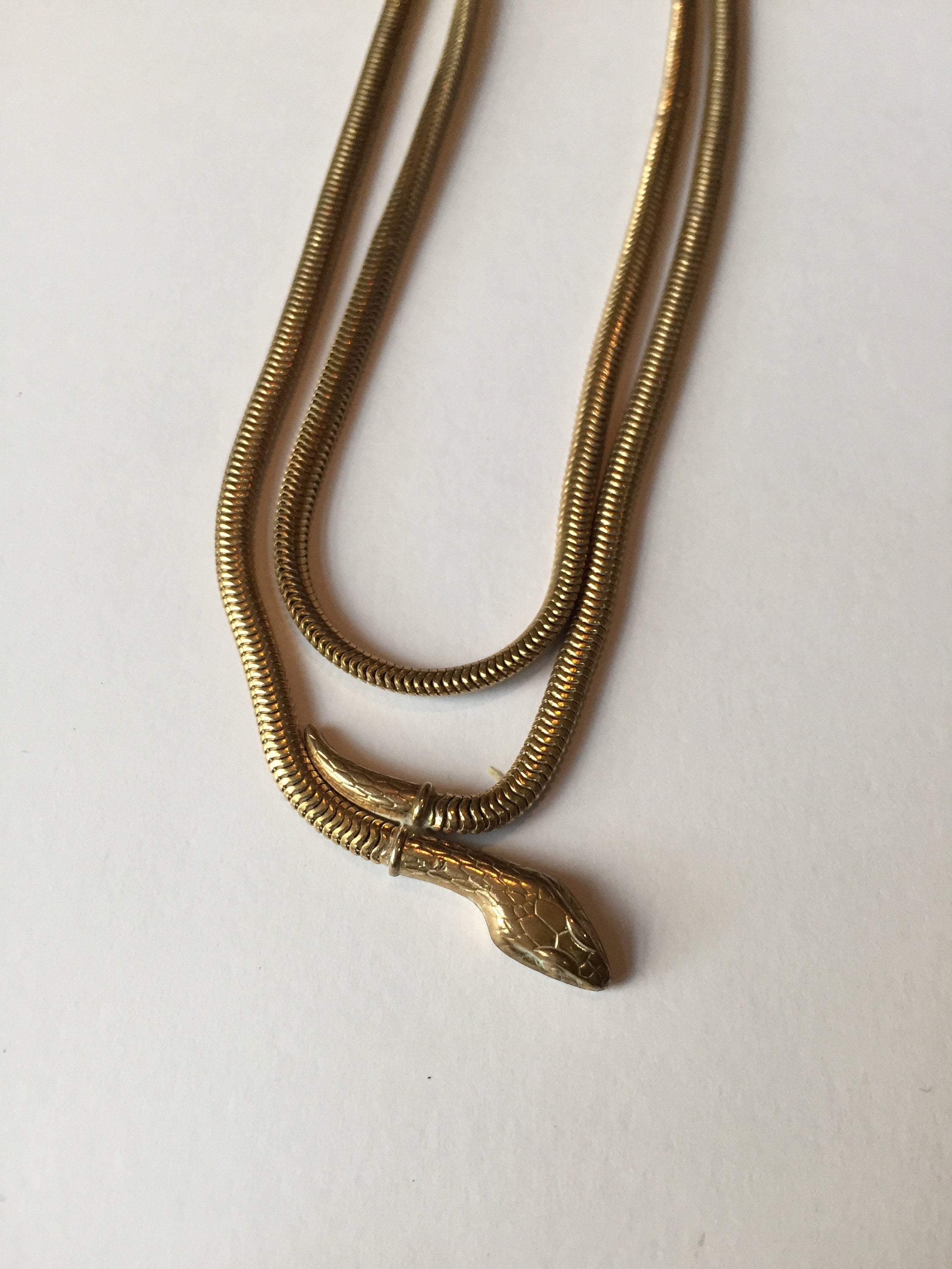 Snake Necklace, Vintage Gold Snake Necklace, 1950's snake necklace