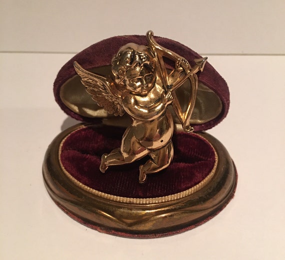 Vintage Cupid Brooch, Angel brooch, Vintage Angel