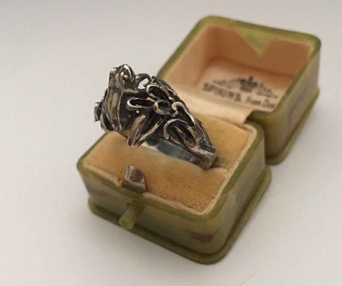 Vintage Frog Ring, Frog Ring, Silver Frog Ring, Frog Jewellery, Artisan
