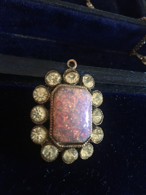 Vintage Fire Opal Dragons breath Necklace, Opal J… - image 3