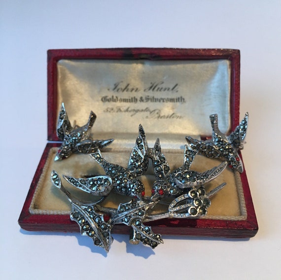 Vintage Bird Set, Vintage Bird Brooch, Bird Earrin