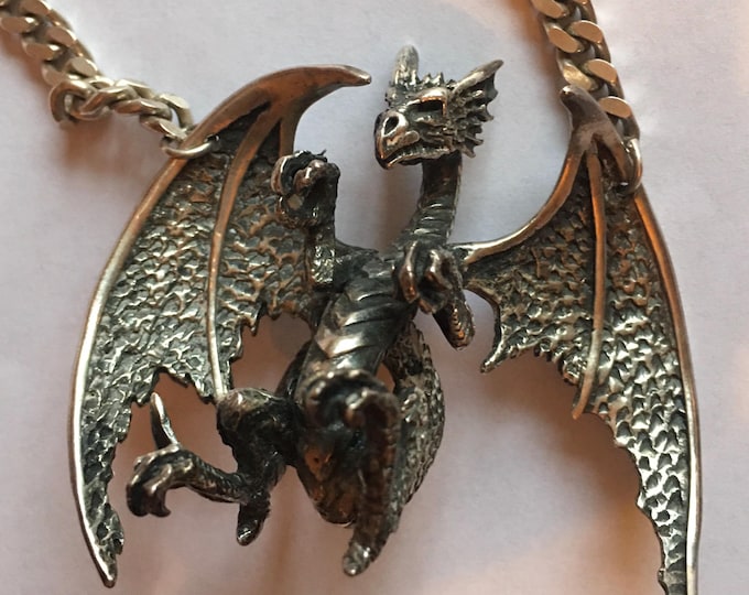 Vintage Dragon Necklace, Dragon Pendant, Dragon Jewellery, Crazy Pig Jewellery, designer rare piece.