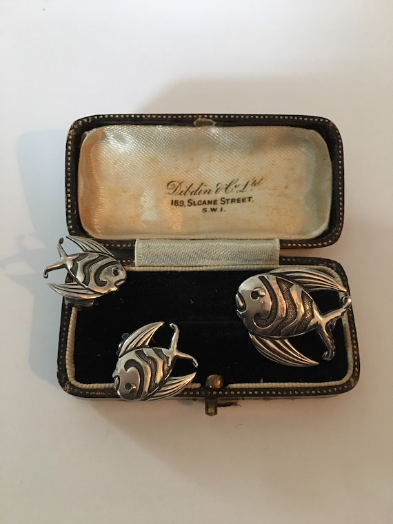 Vintage Fish Set, Fish Earrings, Fish Brooch, Vin… - image 3