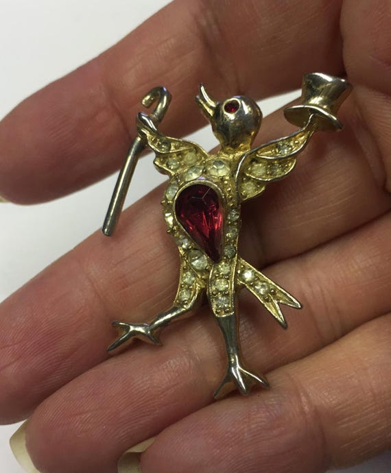 Petite Broche Vintage Strass - Bijou Fantaisie Rétro - Occasion