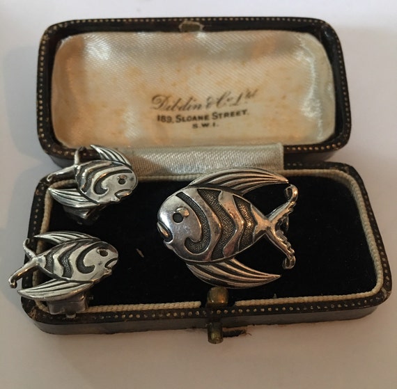 Vintage Fish Set, Fish Earrings, Fish Brooch, Vin… - image 6