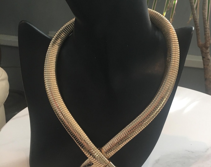 Vintage Gold Snake Necklace, Costume Snake Jewellery, rare design piece.