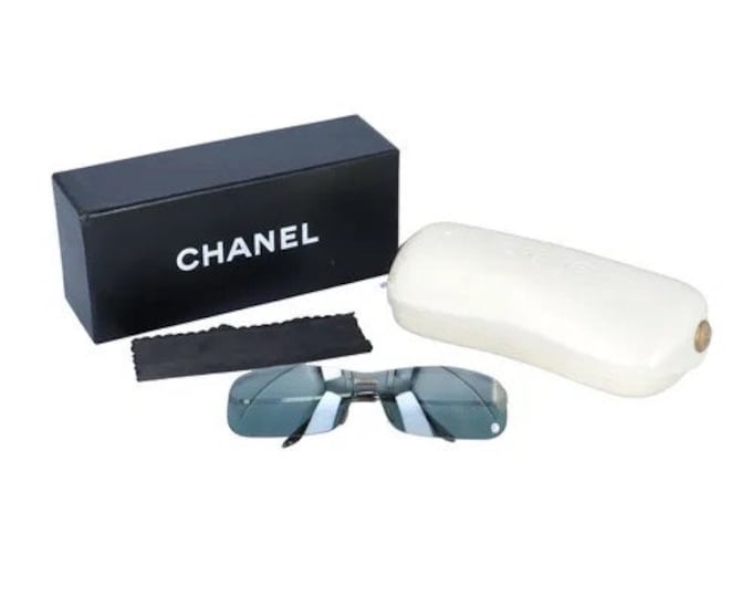 Vintage Chanel Rimless Sunglasses, Grey Mirrored Lens, Model 4043