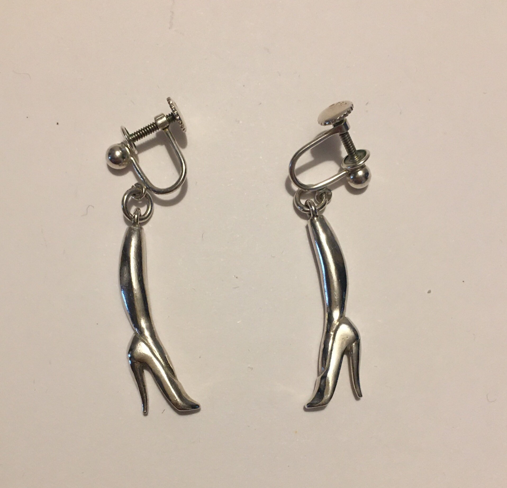Vintage Shoe Earrings, Boot Earrings, Silver Boot Earrings, Vintage