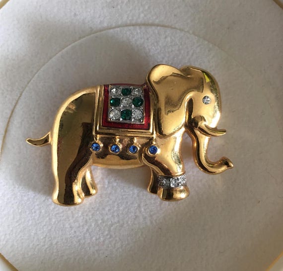 Broche éléphant vintage en or massif 375 - Canada