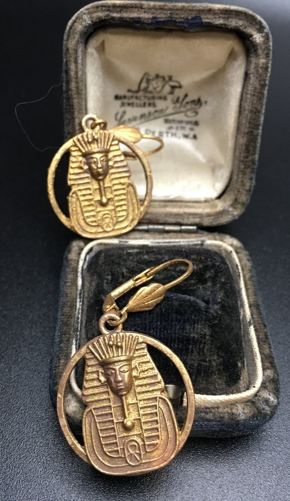 Vintage Egyptian revival Earrings with fantastic r