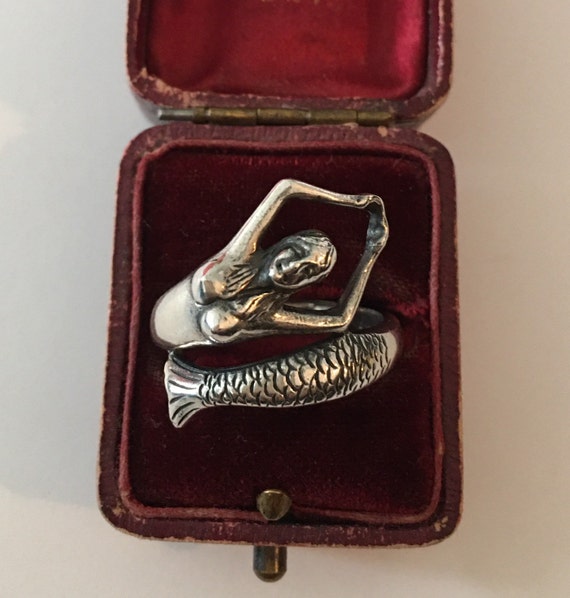 Vintage Mermaid Ring, Silver Mermaid Ring, Vintage