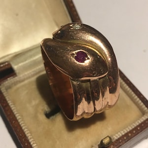 Antique Snake Ring, 9 Ct Gold Snake Ring, Victorian Gold Ring, 9 Carat Diamond, Ruby Snake Ring, Snake Jewellery, divine rare design piece