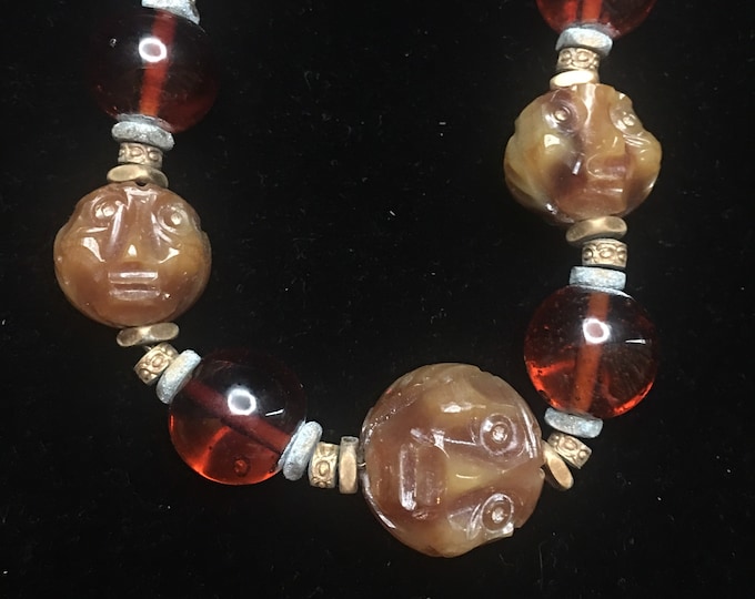 Art Deco necklace, Man in the Moon necklace, Face Jewellery, Face Necklace, divine rare period design piece.