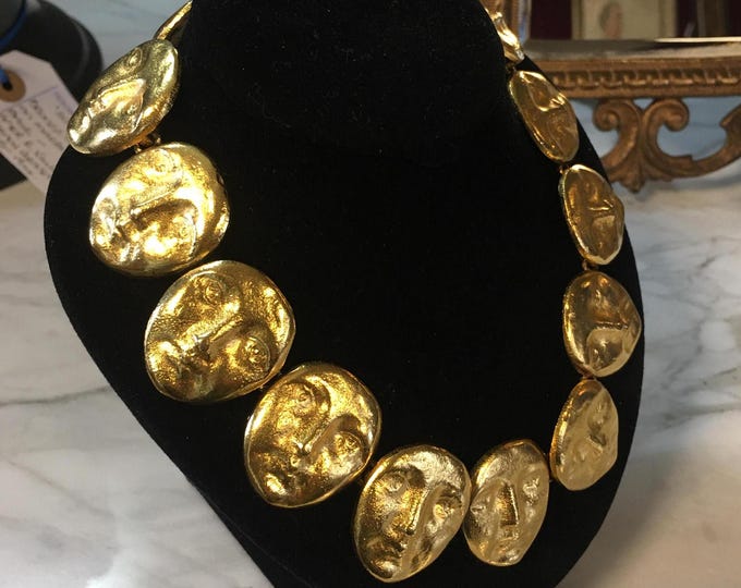 Fabulous vintage face design choker necklace with wonderful design and quality, very rare.
