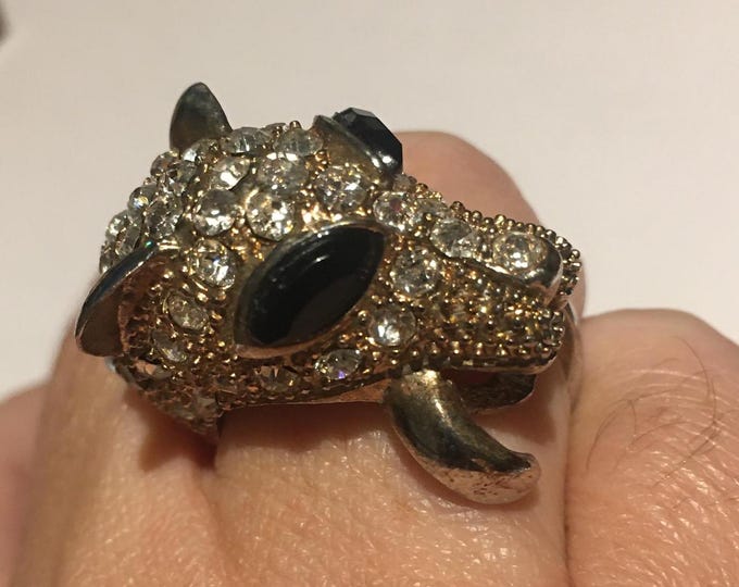 Vintage  Panther ring, Fantastic costume piece.