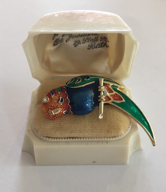 Vintage Parrot Brooch, Parrot brooch, Parrot Jewe… - image 1