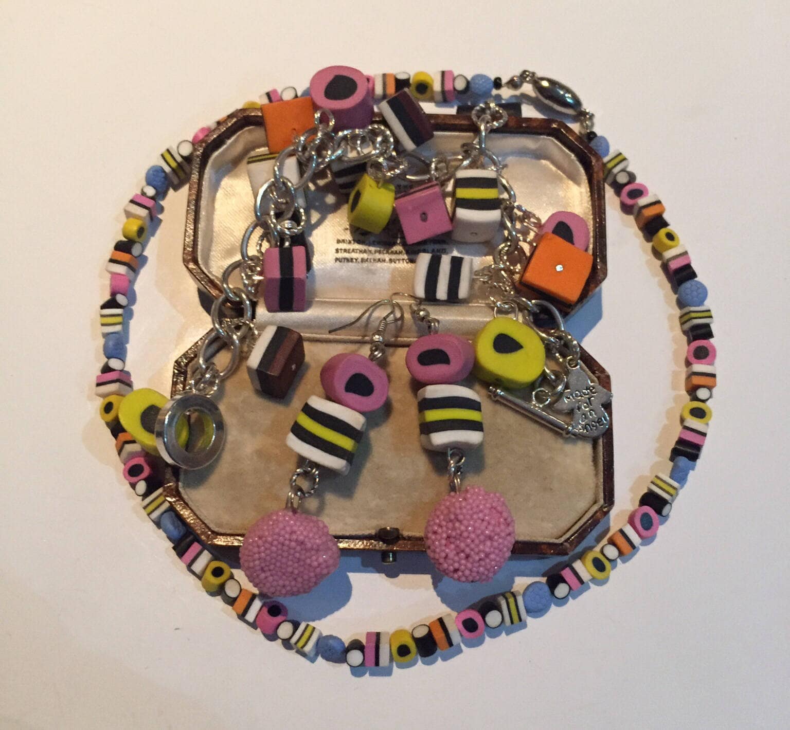 Vintage Neckace, Licorice Allsorts Set, Sweetie Jewellery Set, Licorice