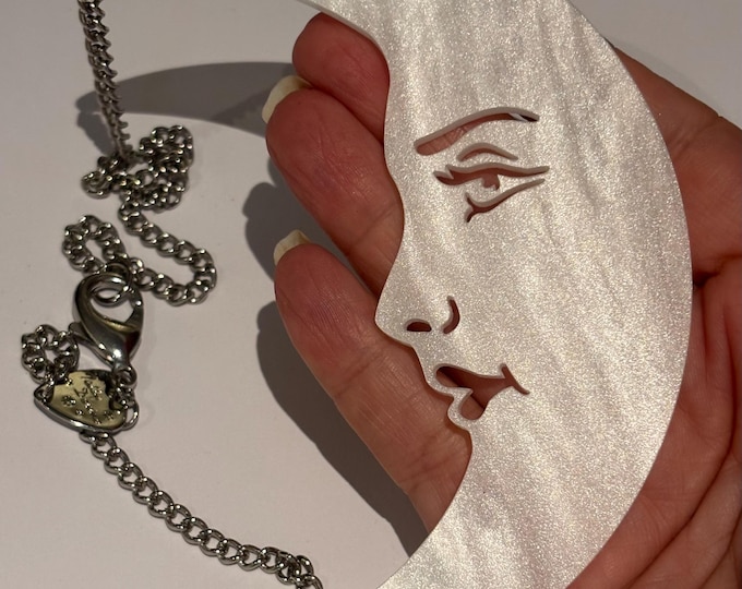 Fabulous rare vintage designer Tatty Devine Large Moon necklace, a moon lover's dream.