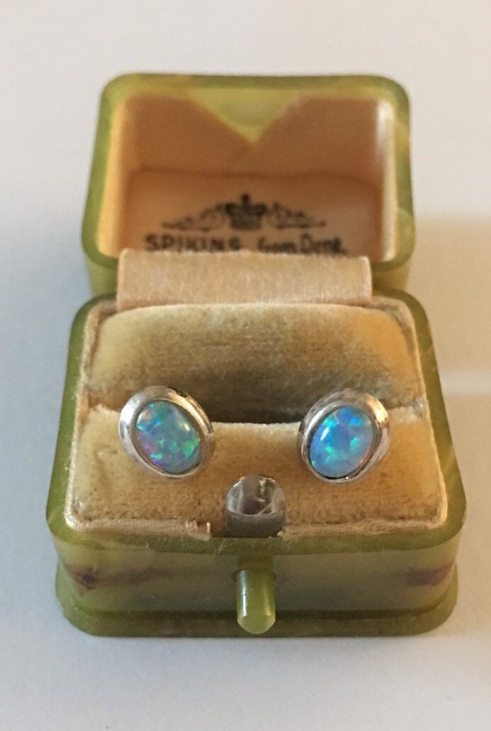 Vintage Opal Earrings, Vintage Silver Opal Earrings, Opal Earrings