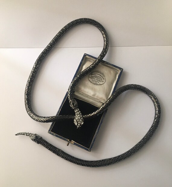 Vintage Snake Necklace, Snake Necklace, Gold Snake