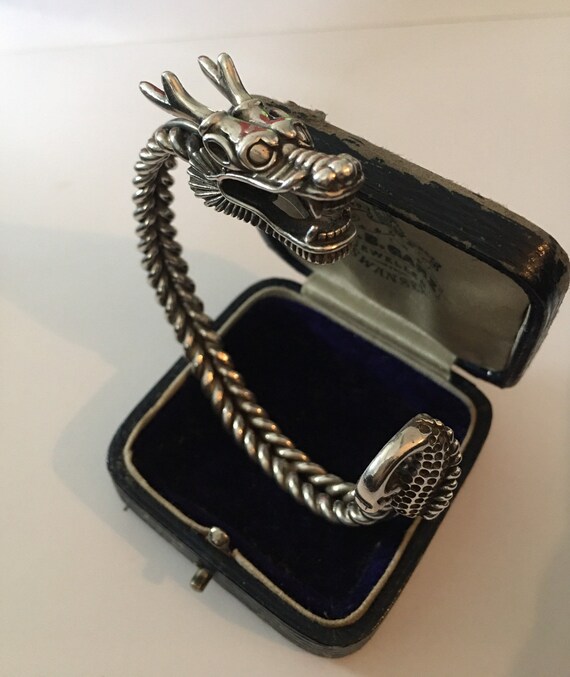 Vintage Dragon Bangle, Silver Dragon Bracelet, Sil