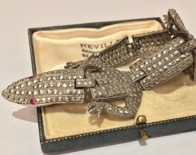 Art Deco Lizard Bracelet, Bracelet, Vintage Silver Lizard Bracelet, Lizard Jewellery, art deco jewellery, exquisite.