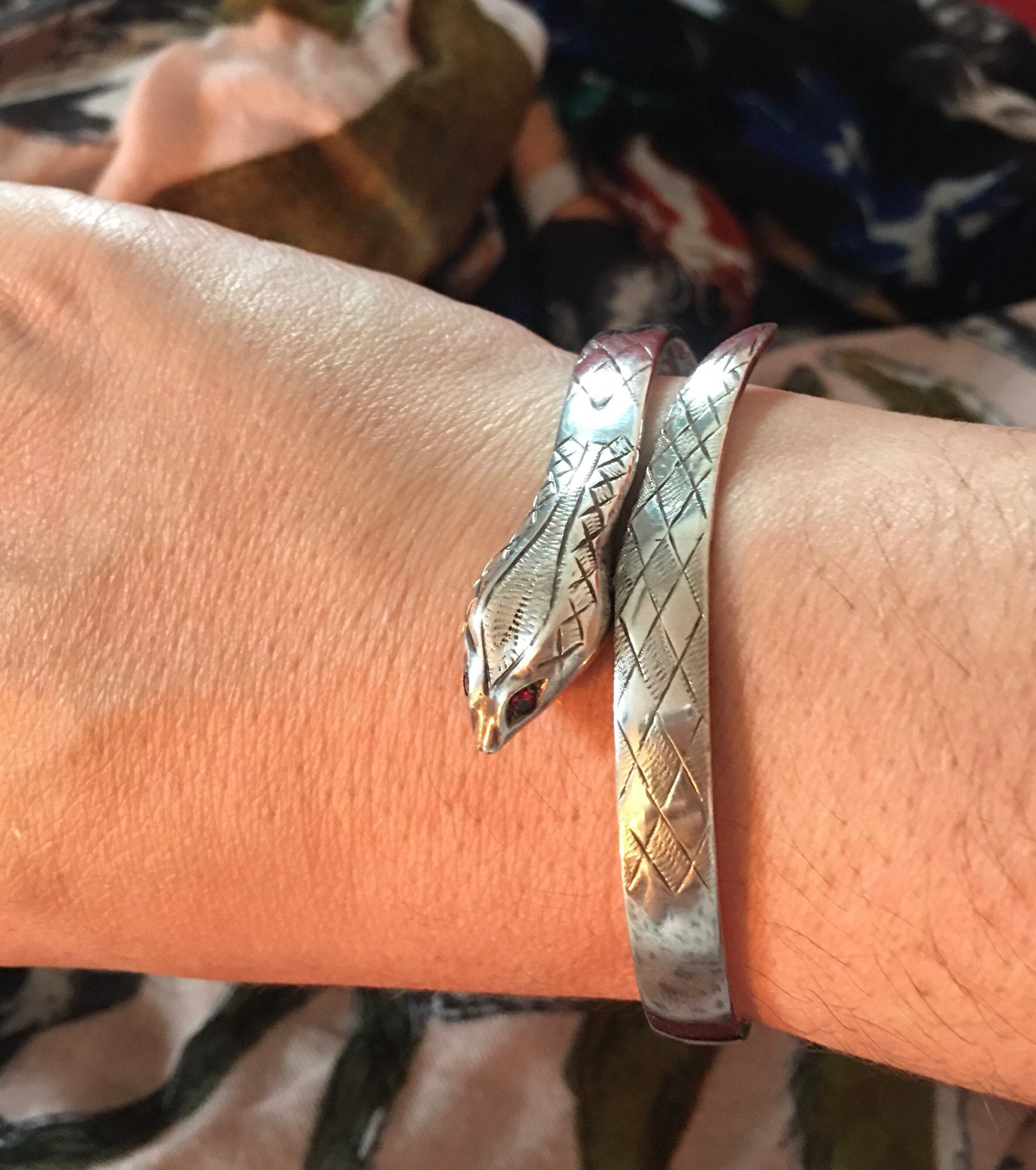 Vintage Snake Bracelet, Snake Bangle, Sterling Silver Snake, Snake