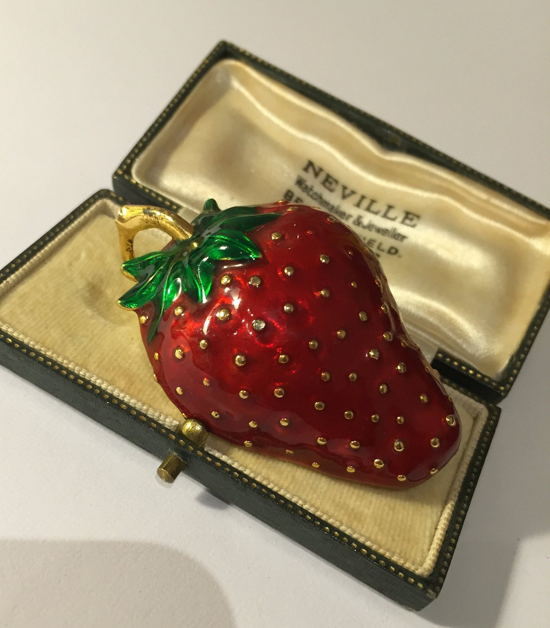 Vintage Strawberry Brooch, strawberry Necklace, Strawberry Pendant