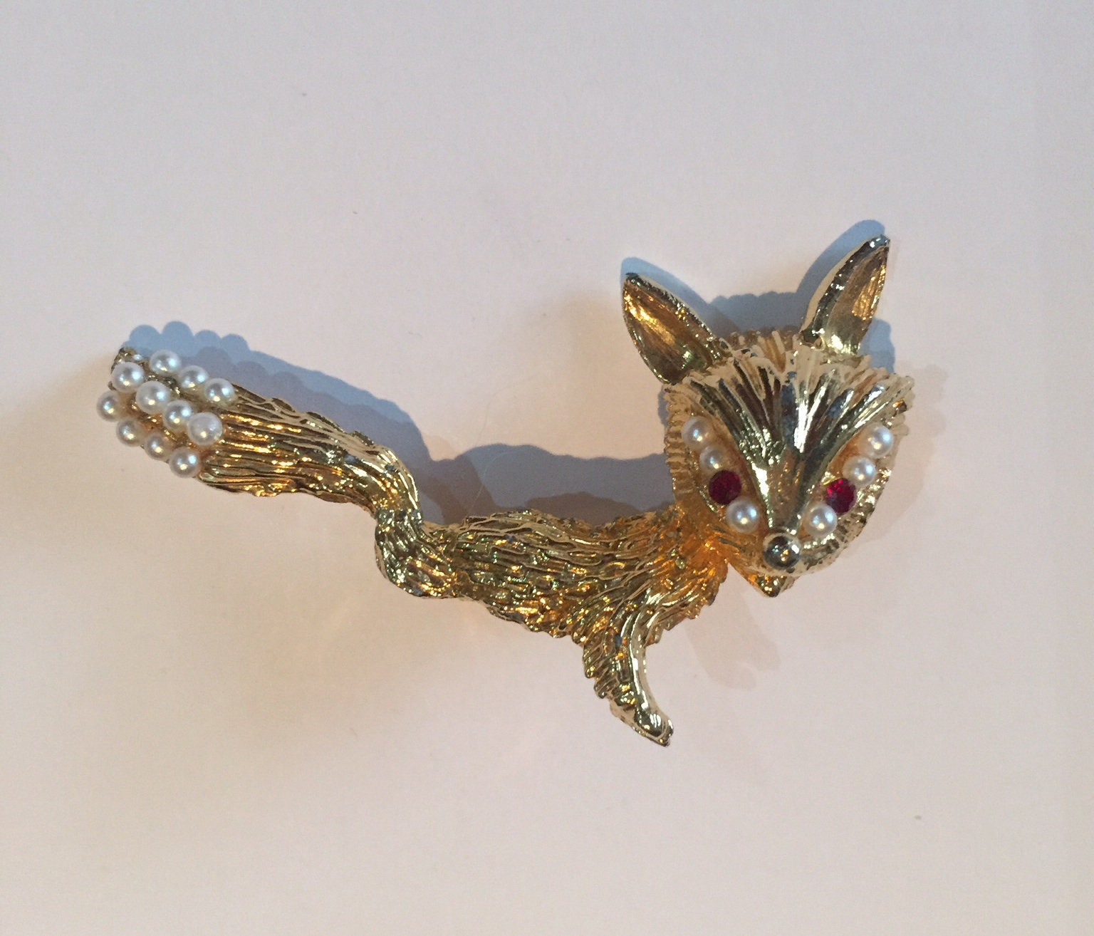 Vintage Fox Brooch, Fox pin, Gold fox brooch, Fox Jewellery, Fox design