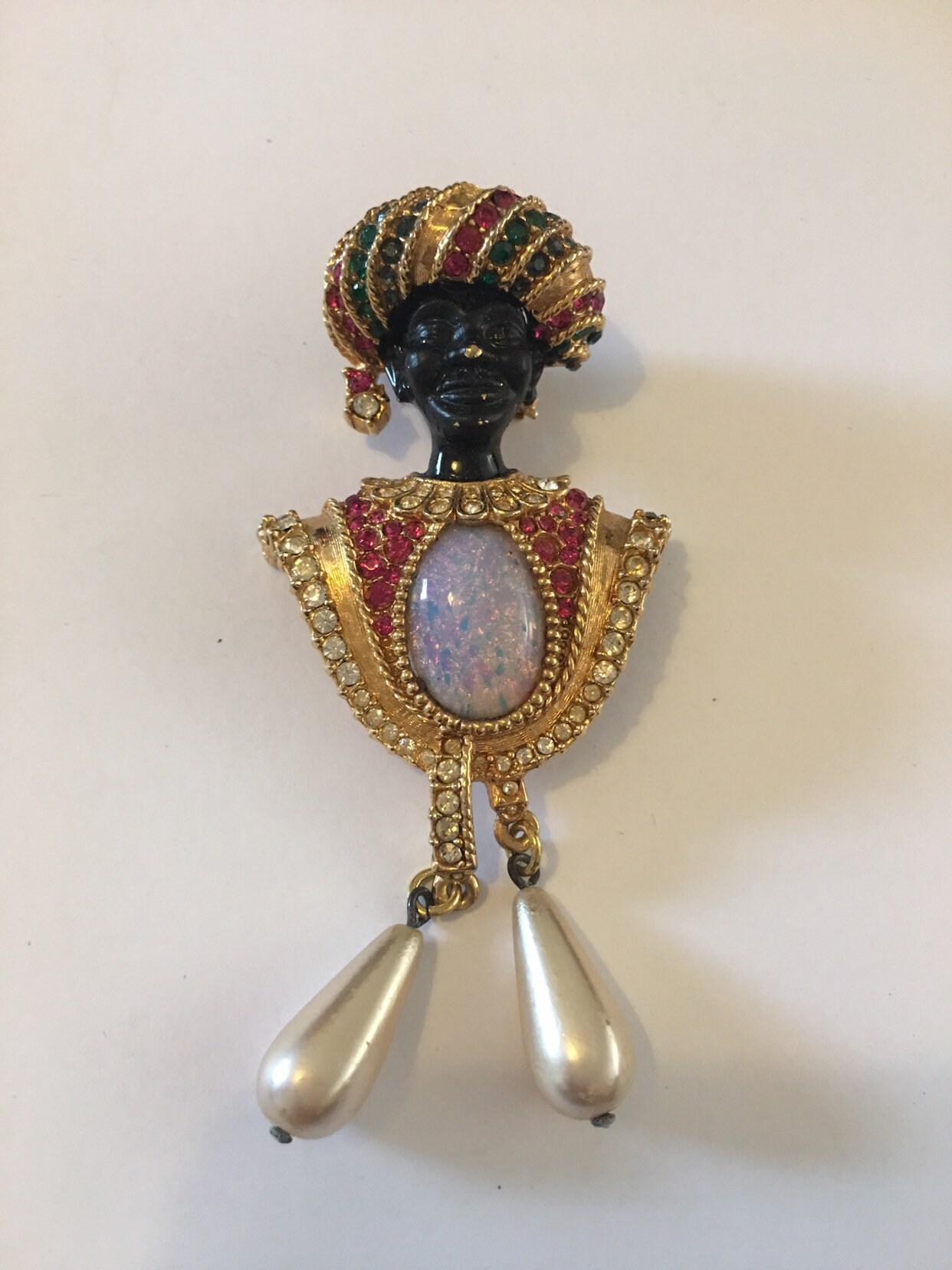 RESERVED Vintage Blackamoor Brooch, Blackamoor Earring, Vintage Jewellery Set,Gold Blackamoor