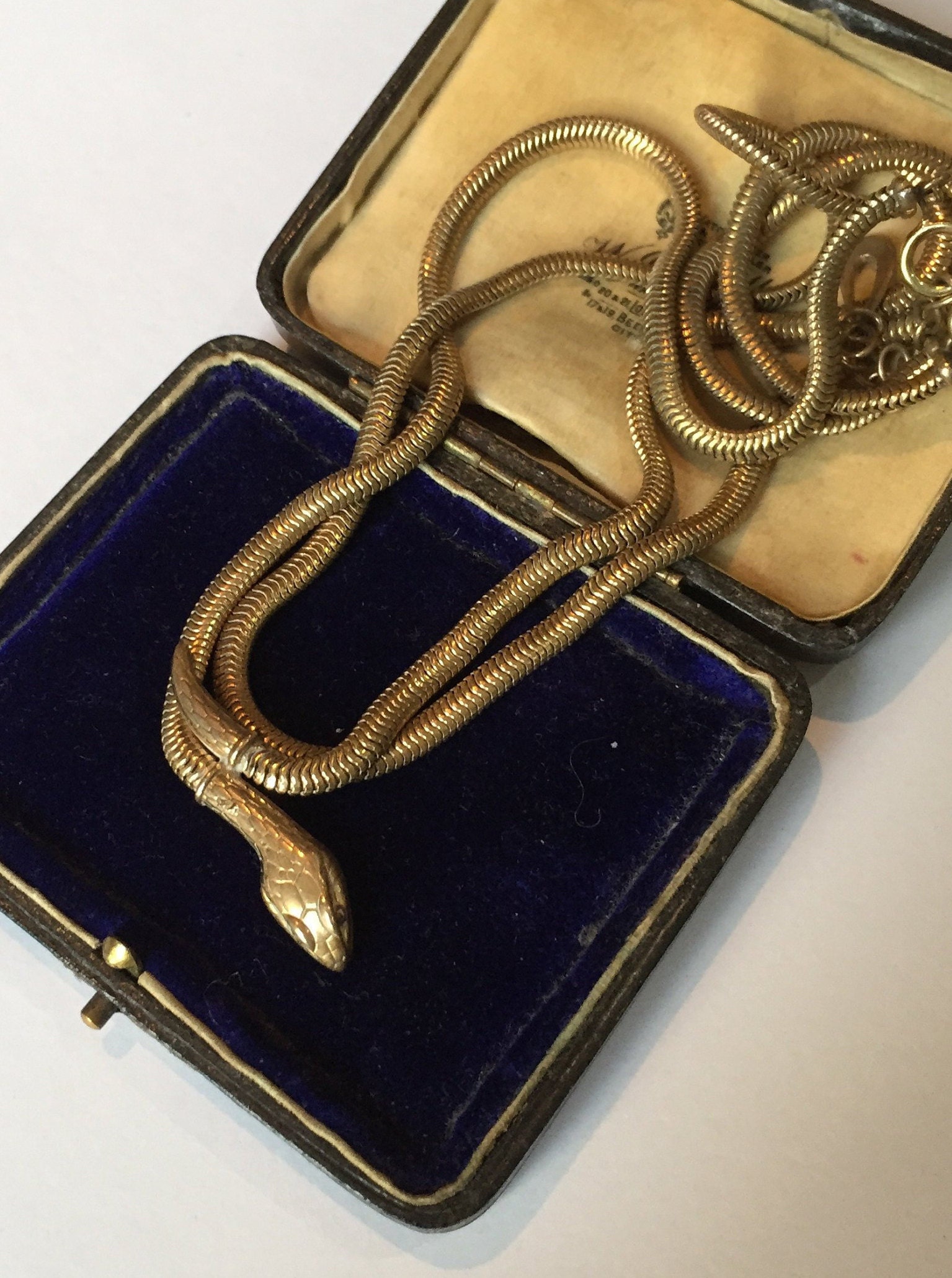 Snake Necklace, Vintage Gold Snake Necklace, 1950's snake necklace